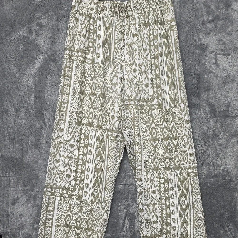 Mlle Gabrielle Olive Green and White Wide Leg Palazzo Pants sz XL